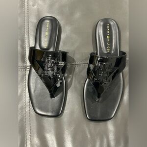 Tommy Hilfiger Glossy Black Women's Sandals